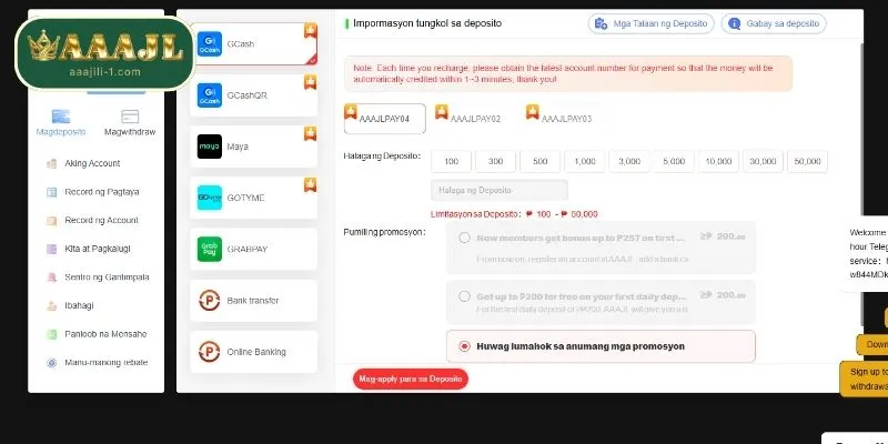 Mag deposit sa AAAJILI ngayon para sa iyong laro