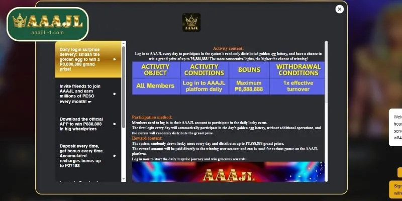Magrehistro sa AAAJILI ngayon para sa iyong welcome bonus